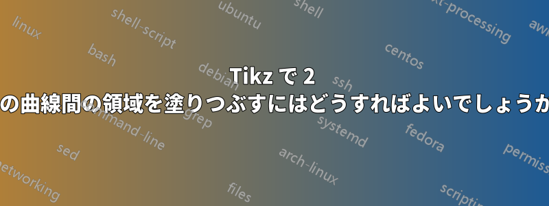 Tikz で 2 つの曲線間の領域を塗りつぶすにはどうすればよいでしょうか?
