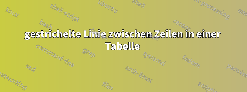 gestrichelte Linie zwischen Zeilen in einer Tabelle