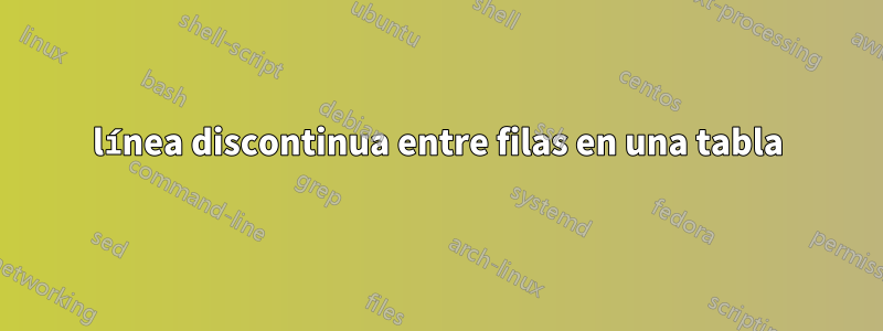 línea discontinua entre filas en una tabla