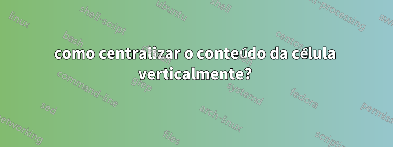 como centralizar o conteúdo da célula verticalmente?