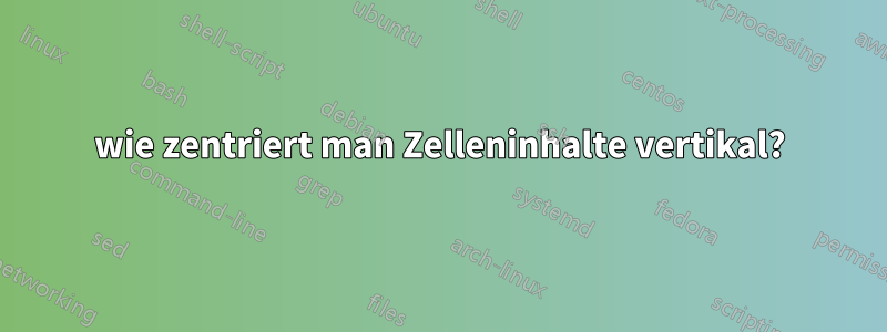 wie zentriert man Zelleninhalte vertikal?
