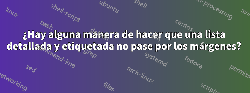 ¿Hay alguna manera de hacer que una lista detallada y etiquetada no pase por los márgenes?