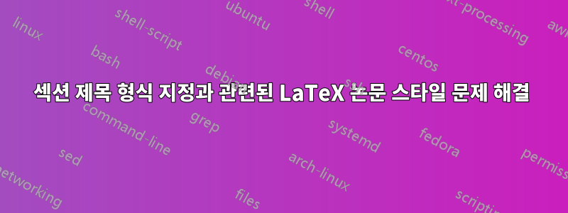 섹션 제목 형식 지정과 관련된 LaTeX 논문 스타일 문제 해결