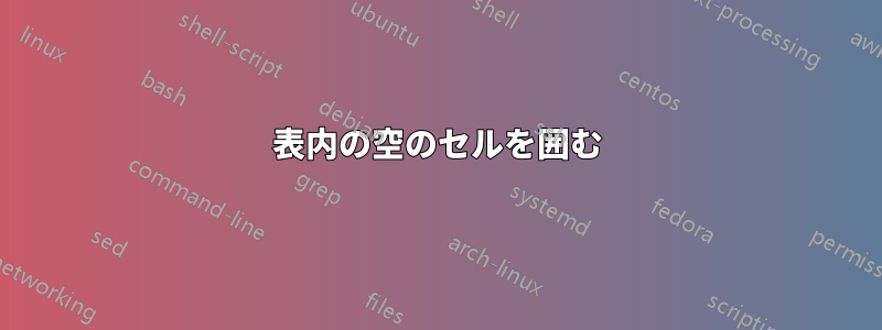 表内の空のセルを囲む