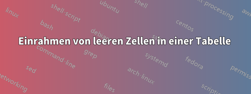 Einrahmen von leeren Zellen in einer Tabelle