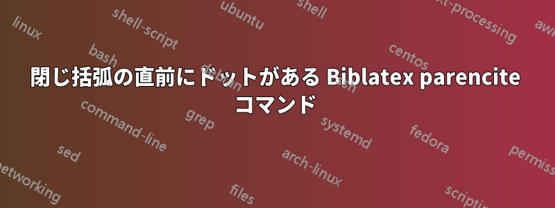 閉じ括弧の直前にドットがある Biblatex parencite コマンド