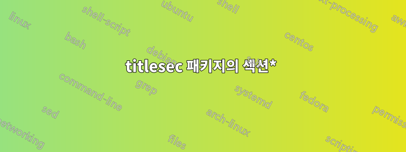 titlesec 패키지의 섹션*