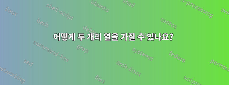 어떻게 두 개의 열을 가질 수 있나요?