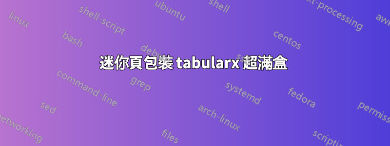 迷你頁包裝 tabularx 超滿盒