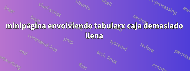 minipágina envolviendo tabularx caja demasiado llena