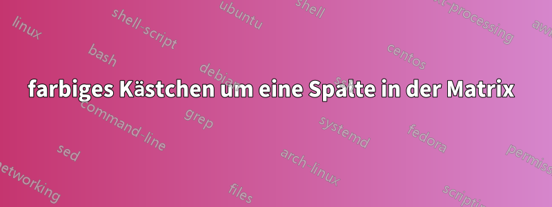 farbiges Kästchen um eine Spalte in der Matrix 