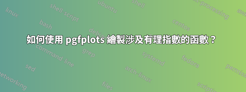 如何使用 pgfplots 繪製涉及有理指數的函數？