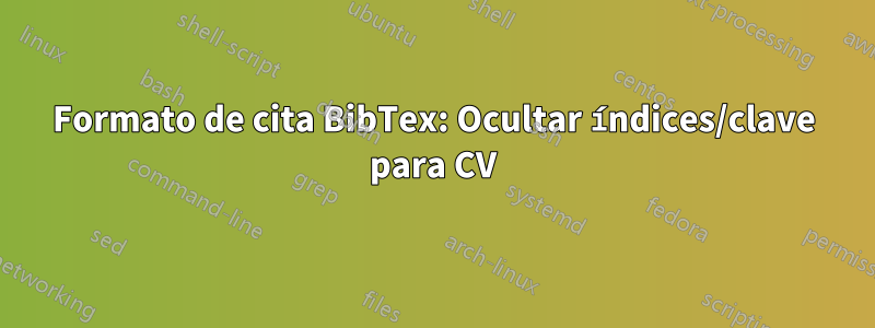 Formato de cita BibTex: Ocultar índices/clave para CV