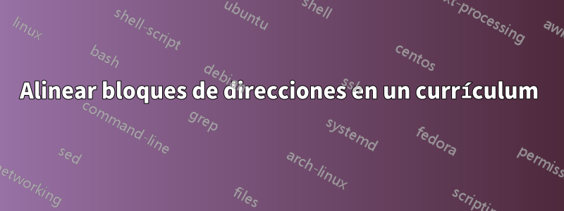 Alinear bloques de direcciones en un currículum