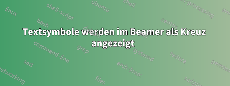 Textsymbole werden im Beamer als Kreuz angezeigt 