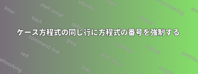 ケース方程式の同じ行に方程式の番号を強制する