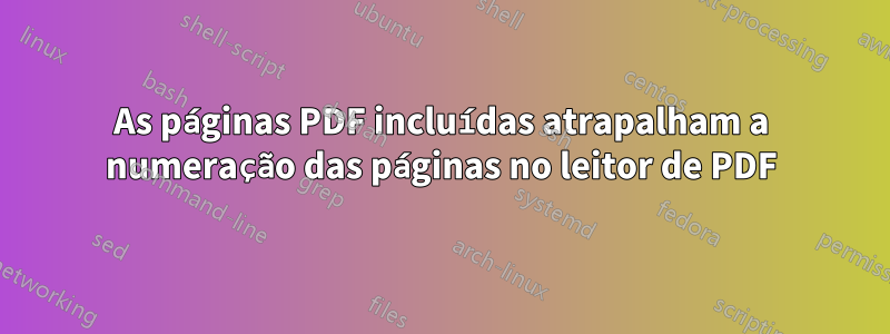 As páginas PDF incluídas atrapalham a numeração das páginas no leitor de PDF