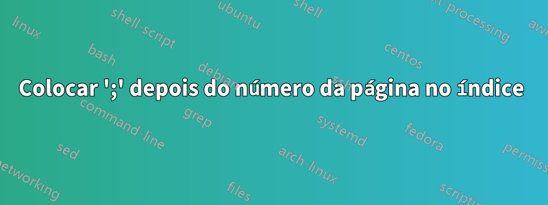 Colocar ';' depois do número da página no índice