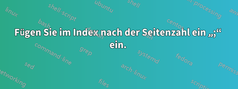 Fügen Sie im Index nach der Seitenzahl ein „;“ ein.