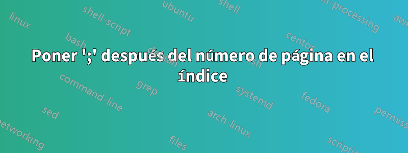 Poner ';' después del número de página en el índice