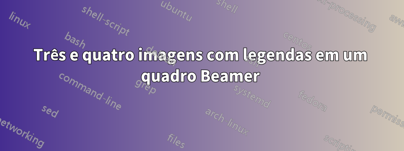 Três e quatro imagens com legendas em um quadro Beamer