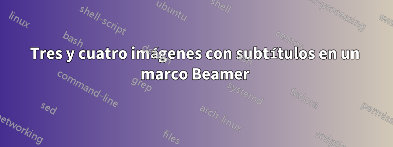 Tres y cuatro imágenes con subtítulos en un marco Beamer