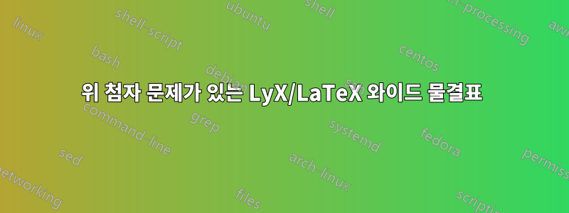 위 첨자 문제가 있는 LyX/LaTeX 와이드 물결표