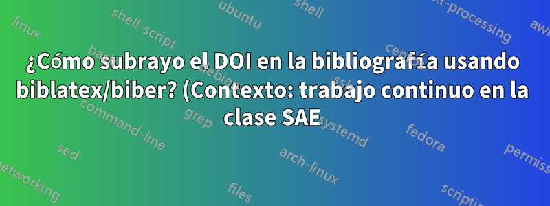 ¿Cómo subrayo el DOI en la bibliografía usando biblatex/biber? (Contexto: trabajo continuo en la clase SAE)