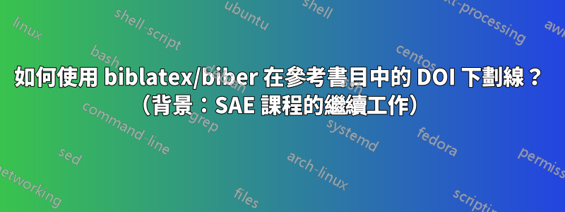 如何使用 biblatex/biber 在參考書目中的 DOI 下劃線？ （背景：SAE 課程的繼續工作）