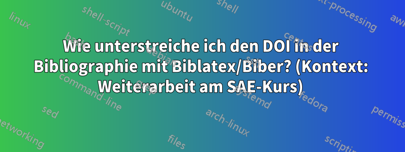 Wie unterstreiche ich den DOI in der Bibliographie mit Biblatex/Biber? (Kontext: Weiterarbeit am SAE-Kurs)