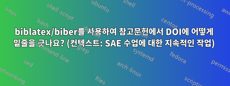 biblatex/biber를 사용하여 참고문헌에서 DOI에 어떻게 밑줄을 긋나요? (컨텍스트: SAE 수업에 대한 지속적인 작업)