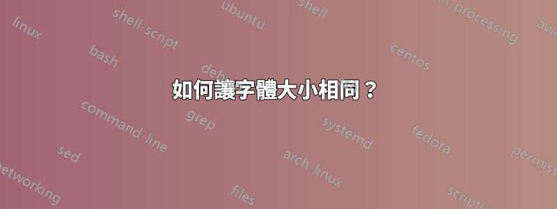 如何讓字體大小相同？