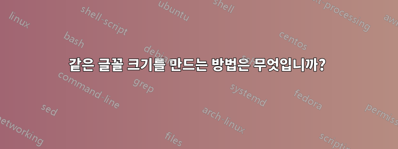 같은 글꼴 크기를 만드는 방법은 무엇입니까?