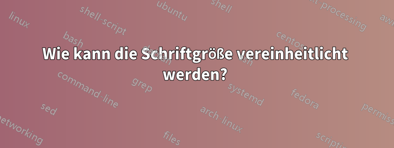 Wie kann die Schriftgröße vereinheitlicht werden?