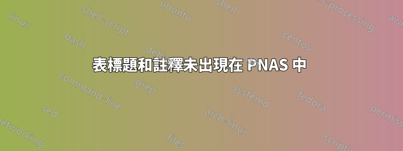 表標題和註釋未出現在 PNAS 中