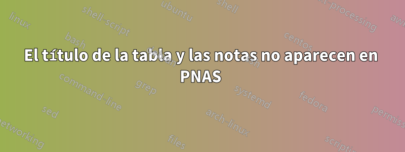 El título de la tabla y las notas no aparecen en PNAS