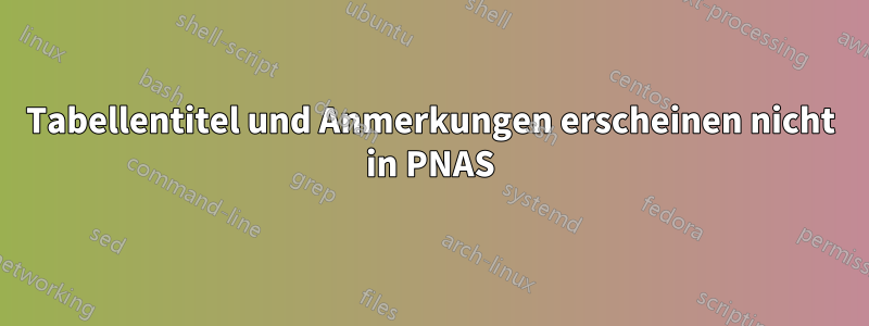 Tabellentitel und Anmerkungen erscheinen nicht in PNAS