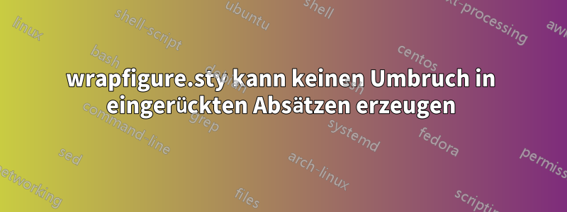 wrapfigure.sty kann keinen Umbruch in eingerückten Absätzen erzeugen