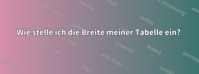 Wie stelle ich die Breite meiner Tabelle ein?