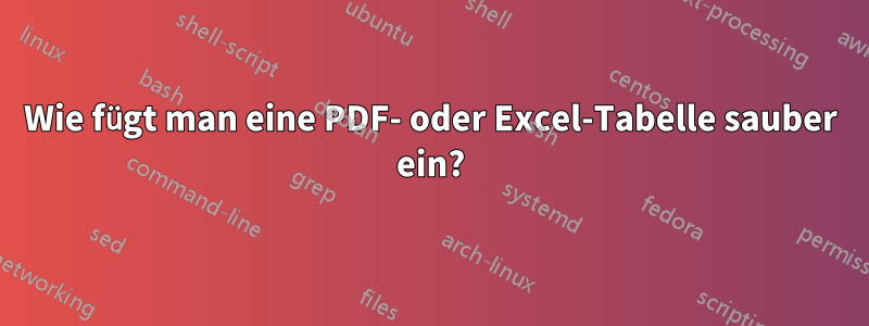 Wie fügt man eine PDF- oder Excel-Tabelle sauber ein?