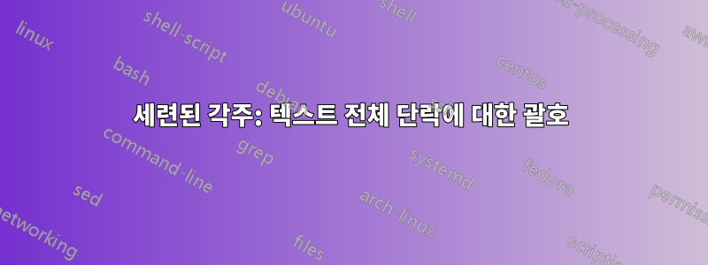 세련된 각주: 텍스트 전체 단락에 대한 괄호