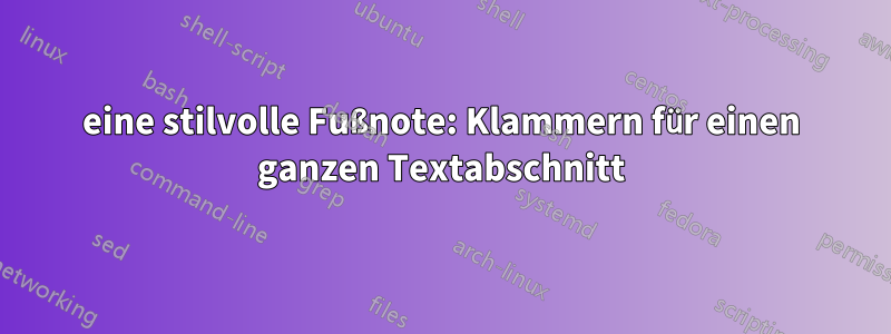 eine stilvolle Fußnote: Klammern für einen ganzen Textabschnitt