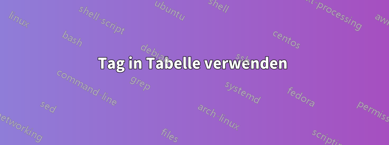 Tag in Tabelle verwenden