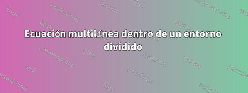 Ecuación multilínea dentro de un entorno dividido