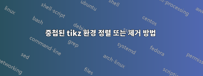 중첩된 tikz 환경 정렬 또는 제거 방법