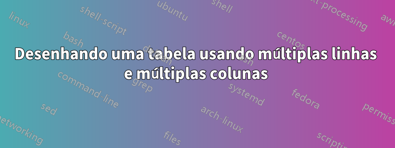 Desenhando uma tabela usando múltiplas linhas e múltiplas colunas