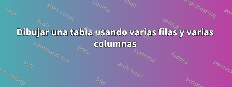 Dibujar una tabla usando varias filas y varias columnas