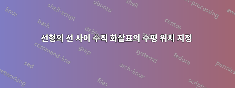 선형의 선 사이 수직 화살표의 수평 위치 지정