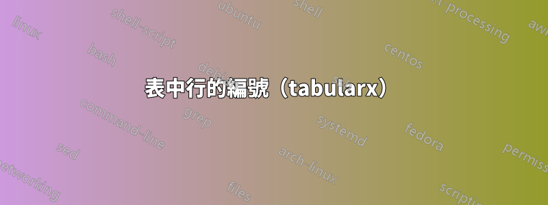 表中行的編號（tabularx）