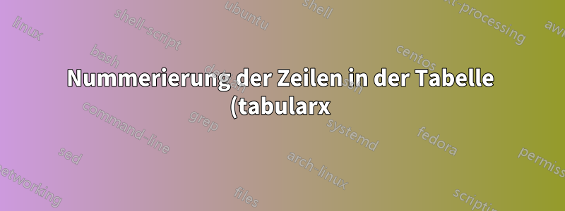 Nummerierung der Zeilen in der Tabelle (tabularx)